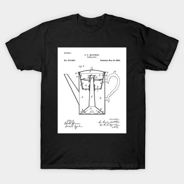 Coffee Percolator Patent - Coffee Lover Kitchen Decor Art - White T-Shirt by patentpress